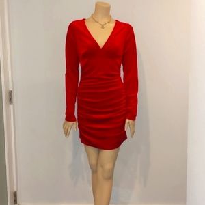 Suzanne Betro red velvet form fitting mini dress size S NWOT